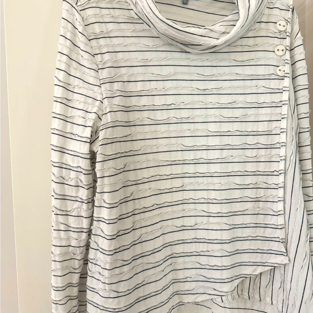 Habitat White and Gray Striped Long Sleeve Top